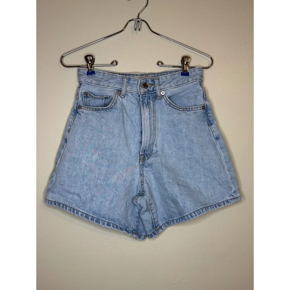 Everlane The A-Line Denim Short Organic Cotton Light Wash Blue‎ Womens Size 23